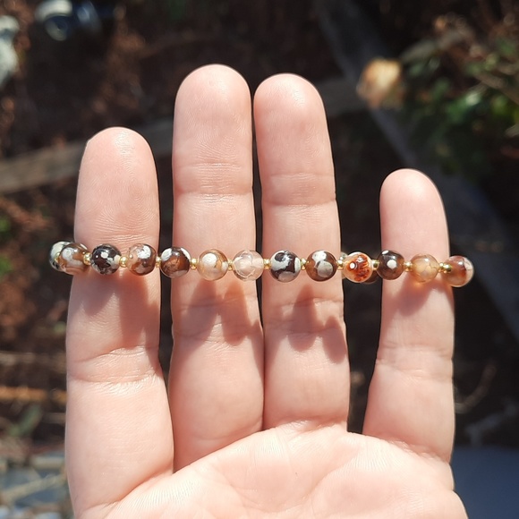Coffee Fire Agate 6mm Bracelet (spacers) - Picture 3 of 4